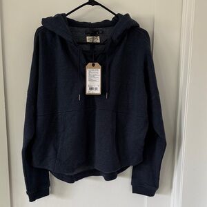 Prana Navy Blue Women's lace up Hoodie Jacket.